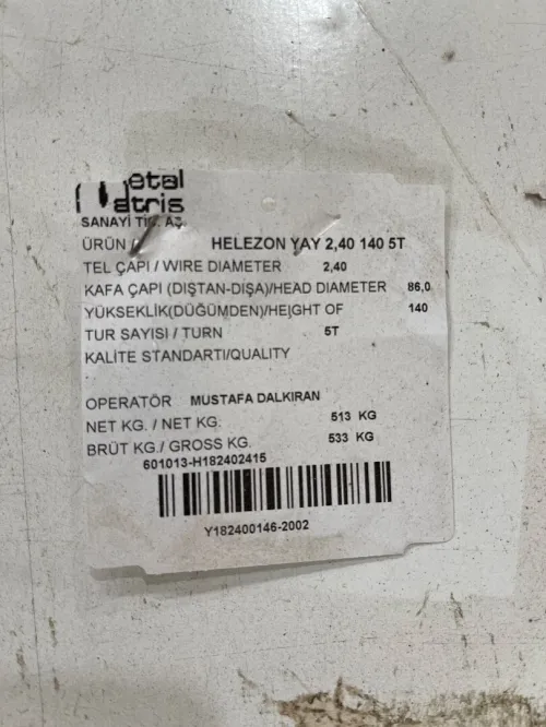 RESSORT HÉLICOPÉ 2,40 140 5T de Turque 6 tonnes روسور