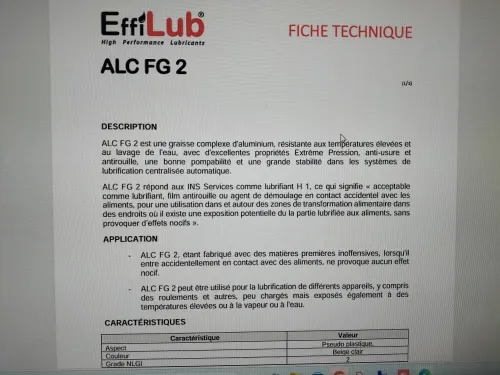 EFFILUB ALC FG 2 - GRAISSE ALIMENTAIRE 15KG