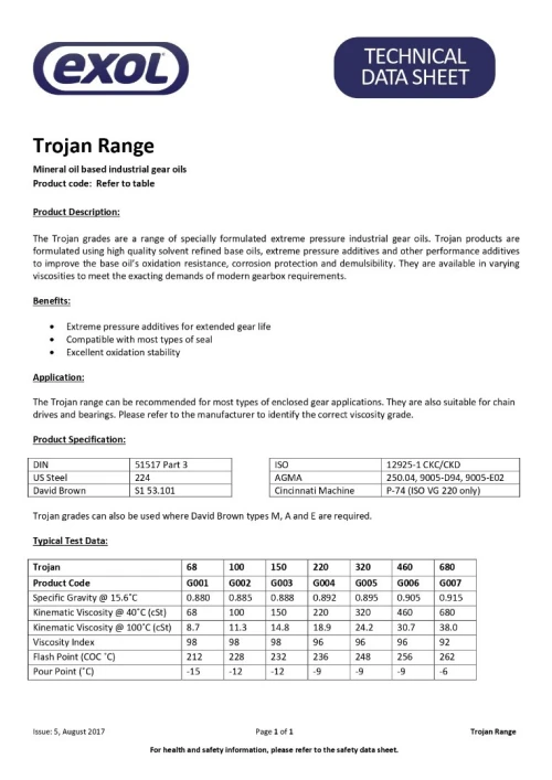 HUILE POUR ENGRENAGE EXOL TROJAN - FUT 200L