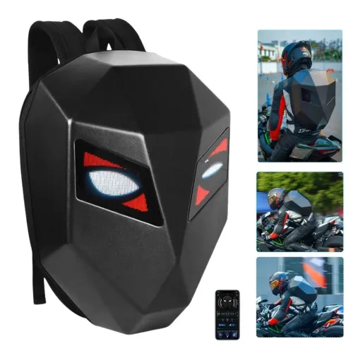  Crelander Sac à dos moto a écran d'affichage LED 3D,extensible et étanche حقيبة ظهر ثلاثية الابعاد