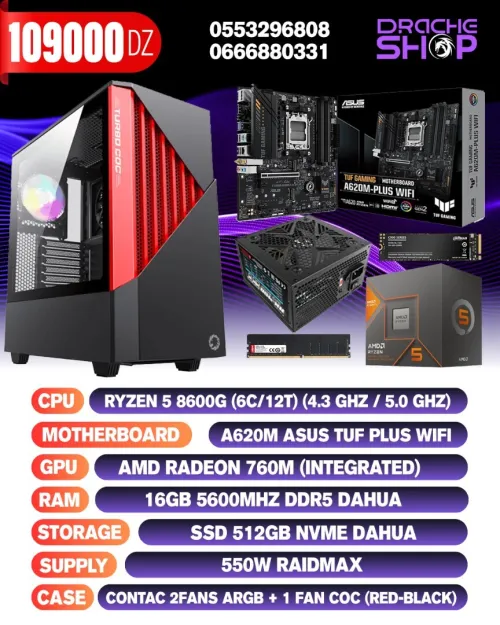 Config Ryzen 5 8600G RAM 16GB DDR5 SSD Nvme 256GB