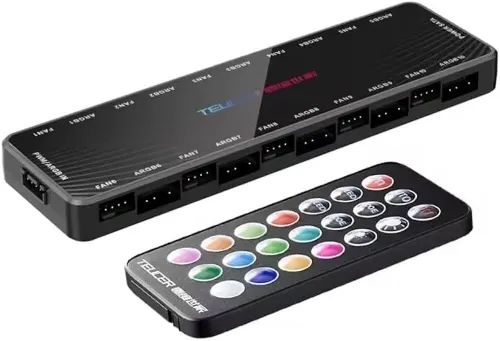 Teucer 10-Port PWM Fan and ARGB LED Hub Controller