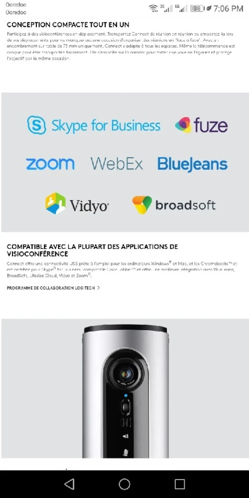 Caméra ConferenceCam portable avec haut-parleur Bluetooth
