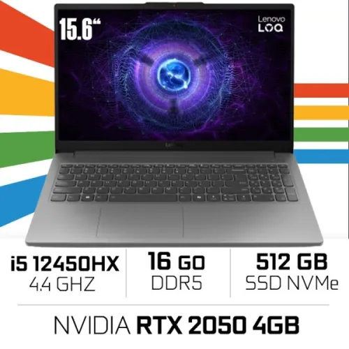 PORTABLE LENOVO LOQ I5 12450H 16GB  512SSD  NVIDIA GeForce RTX 2050 4GB GDDR6 15.6" FHD (1920x1080) IPS