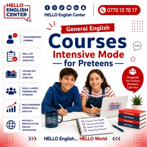 General English Courses Intensive Mode for Preteens دورة اللغة الإنجليزية العامة نمط مكثف للفتية