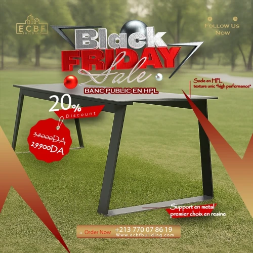 Bancs publics en HPL & métal finition résine "PROMO"
