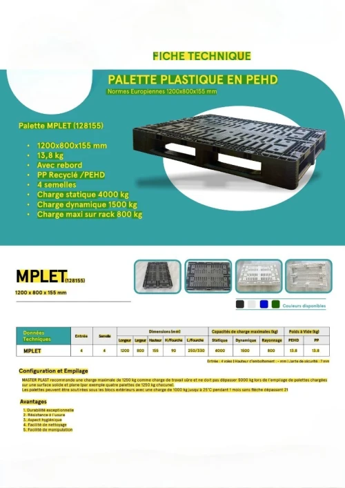 Palette plastique 1200x800 mm# #باريطة 