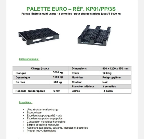 Caisse de rangement et palette