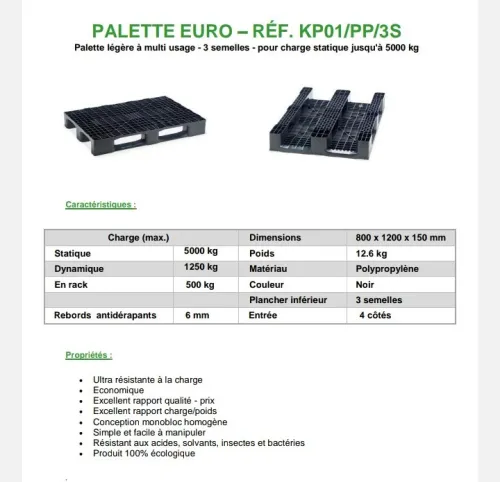 Caisse de rangement et palette