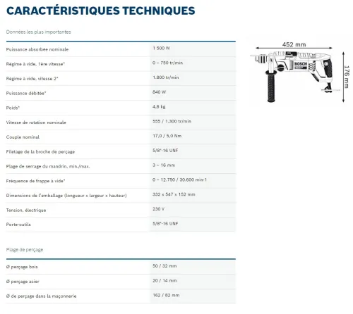 PERCEUSE A PERCUSSION BOSCH PROFESSIONNEL GSB 162-2 RE