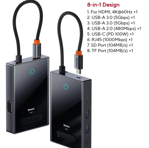 Docking station PC HUB steamdeck HDMI RG45 Display