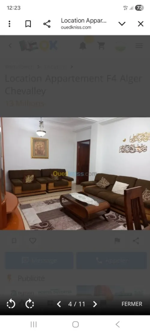 Location Appartement F4 Alger Chevalley