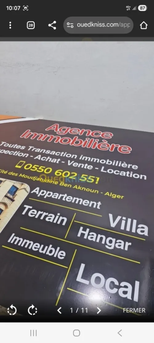 Vente Terrain Alger El achour