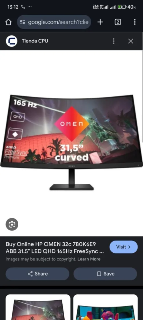 Écran OMEN 32c   32'' QHD AMD Freesync HDR 165 Hz VENU DE USA