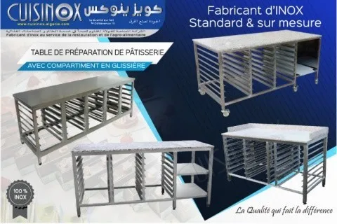RAYONNAGE PLONGE INOX  TABLE  CHARIOT