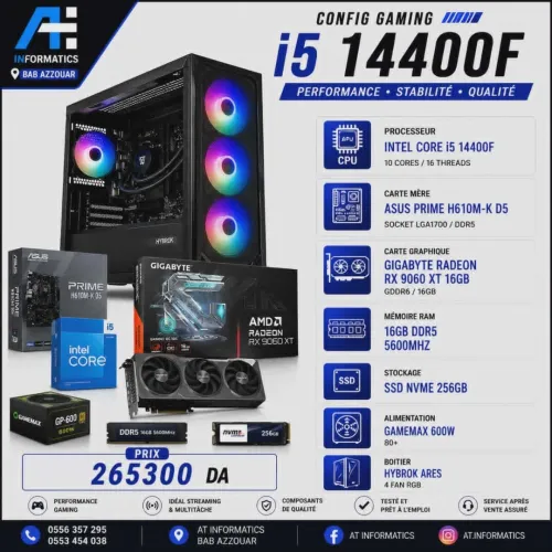 CONFIG PC INTEL CORE I5 14400F AVEC RX 9060 XT 16GB GIGABYTE