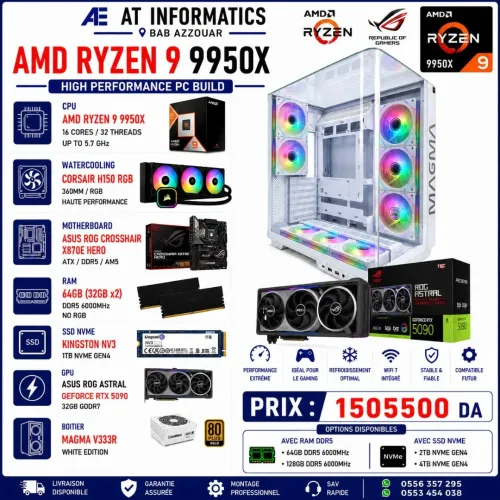 CONFIG PC ULTRA GAMING AMD RYZEN 9 9950X AVEC RTX 5090 ASUS ROG ASTRAL 32GB GDDR7