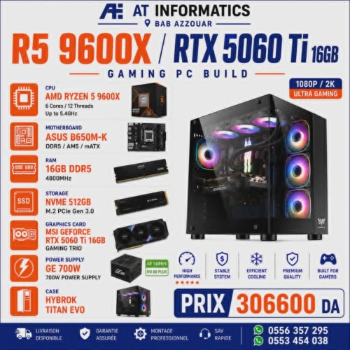 CONFIG PC GAMING AMD RYZEN 5 9600X AVEC RTX 5060 TI 16GB MSI GAMING TRIO