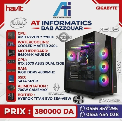 CONFIG PC GAMING AMD RYZEN 7 7700X AVEC RTX 5060 12gb  ASUS DUAL