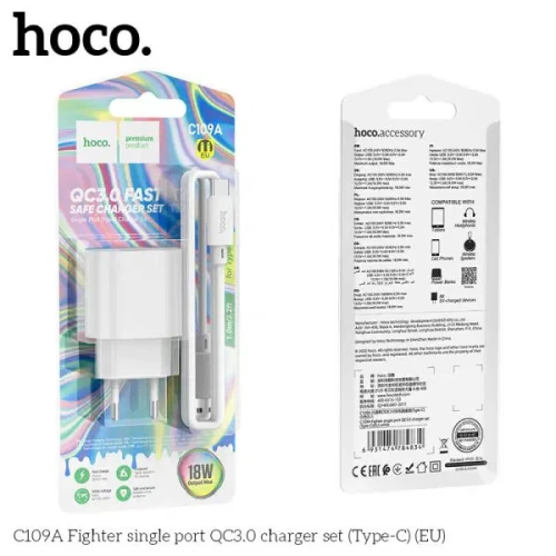 Chargeur rapide C109A 18W QC3.0 avec câble de type C