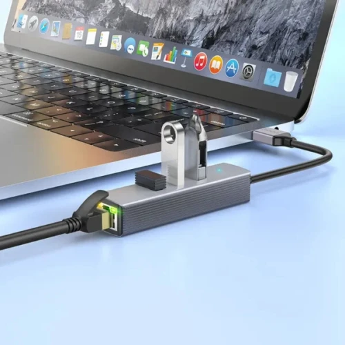 Adaptateur HUB Réseau 1000Mbps 4en1 HOCO Typec ou USB