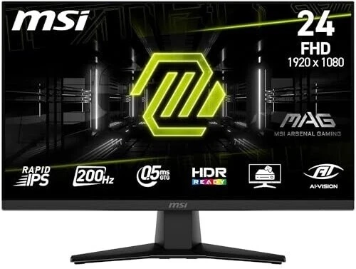 ECRAN MSI MAG 242F 24" Full HD 1080p/ 200H/ IPS/ 0.5ms, BLACK