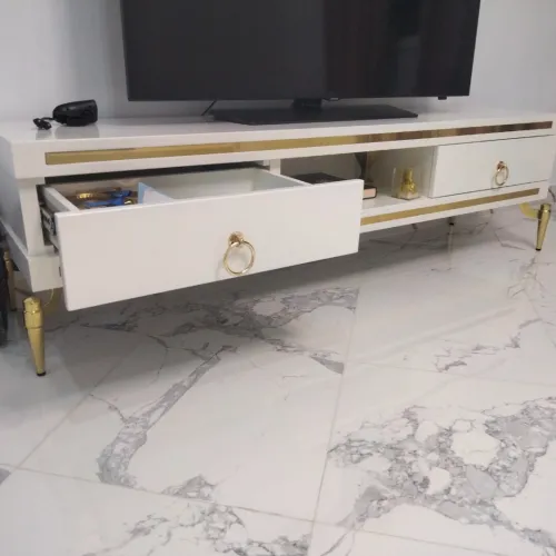 meuble TV blanc   en hêtre