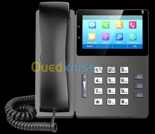 TELEPHONE IP PHONE FIP15G Plus haut de gamme écran couleur Tactile 4.3", WiFi - 10 Lignes SIP - PoE