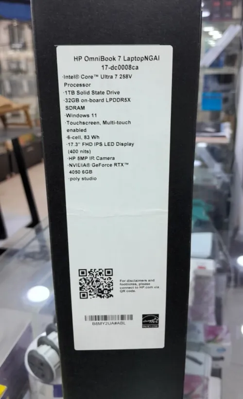 LAPTOP HP OMNIBOOK 7 NGAI 17-DC0008CA ULTRA 7 258V 32G 1To NVME RTX 4050 8G 17,3" FHD