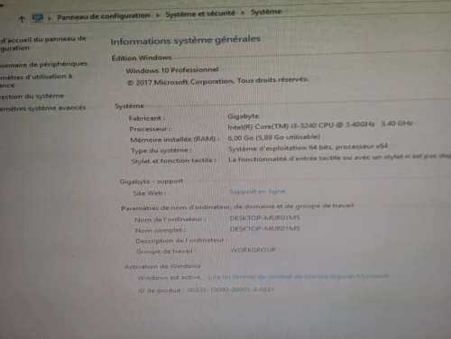 PC Bureau i3 3e génération /6gb ram+table