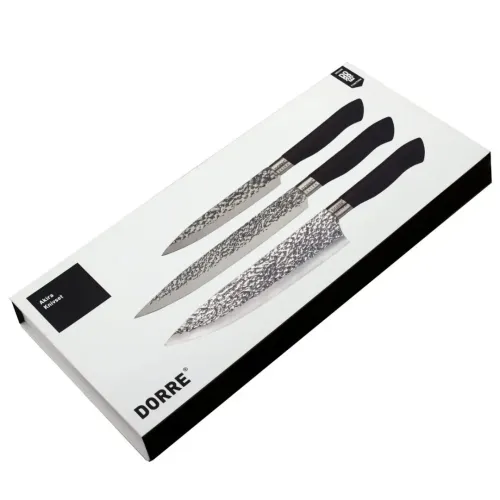 DORRE Coffret de couteaux Akira en acier inoxydable 3 couteaux