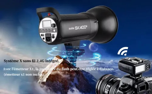 GODOX SK400II Compact 400Ws Studio Flash Strobe Light Built-in 2.4G Système X sans Fil GN65 5600K 