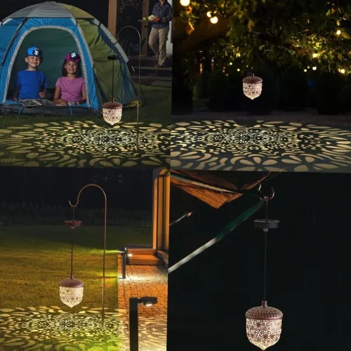 Cacagoo Ltteny Lampe solaire d'extérieur à suspendre, lanterne solaire de jardin avec poignée