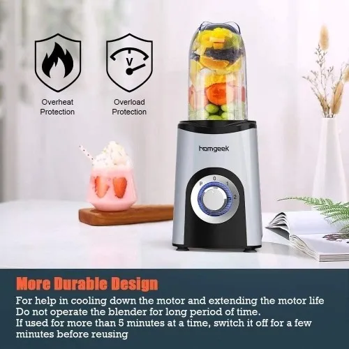 Homgeek Mini Blender BL335 Mixeur Multifonction avec 4 Bouteilles 350W