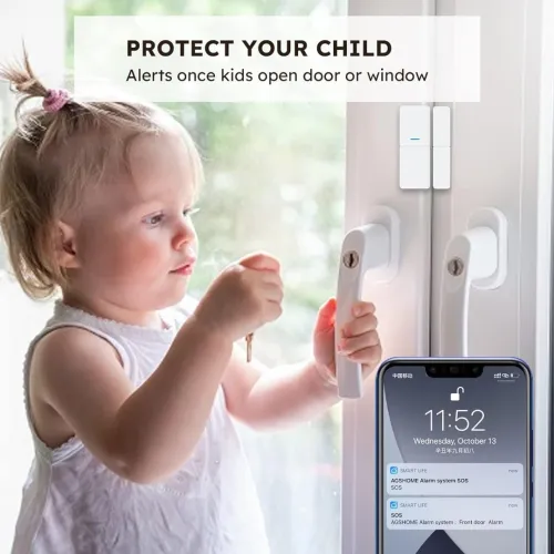 AGSHOME Alarme Maison sans Fil Intelligent WiFi Connécté 5 portes ou fenêtres 