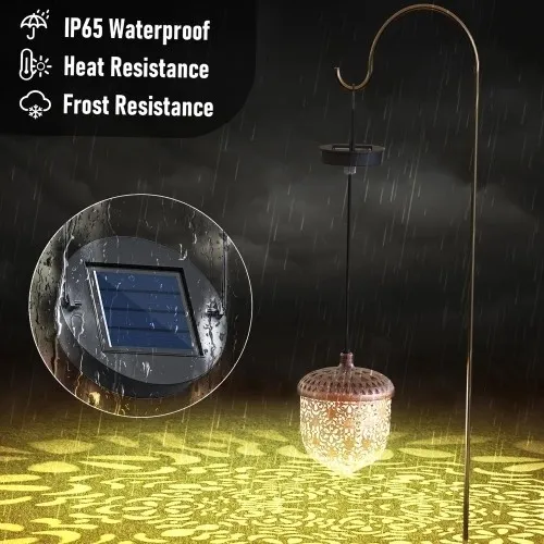 Cacagoo Ltteny Lampe solaire d'extérieur à suspendre, lanterne solaire de jardin avec poignée