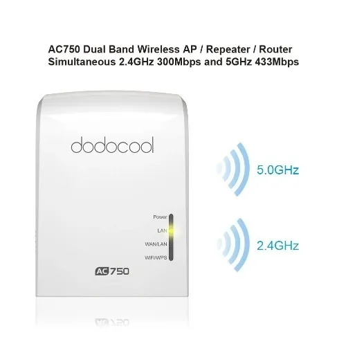 Dodocool AC750 Point d'accès, répéteur, routeur sans fil double bande