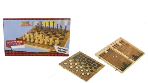 Jeu D'Échecs Dames Et Jacquet 3 En 1 Pliable En Bois