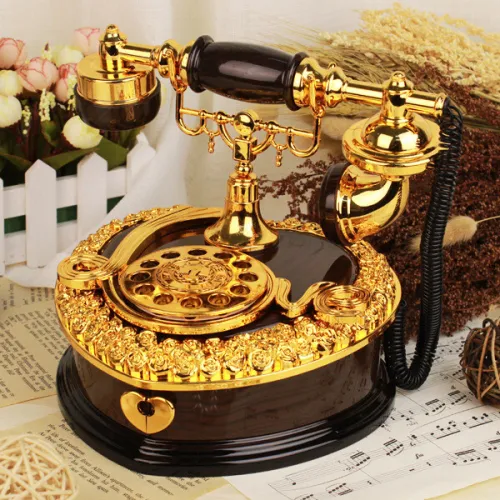 Boîte à musique créative en forme de cœur téléphone vintage décoration pour maison