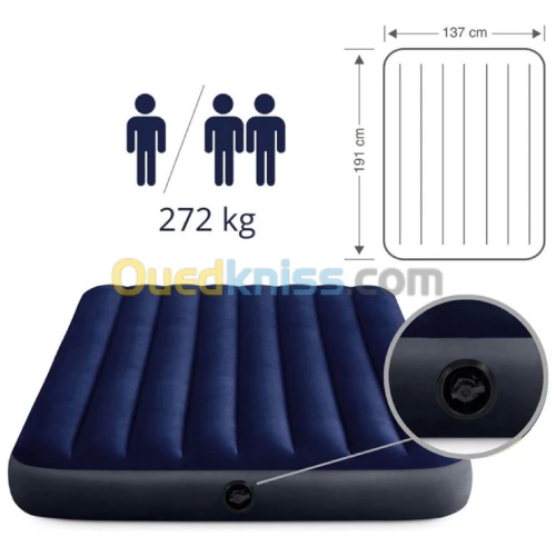 Dura-Beam Matelas Gonflable Technologie Fiber-Tech Intex 64758E فرشة هوائية حجم كبير لشخصين