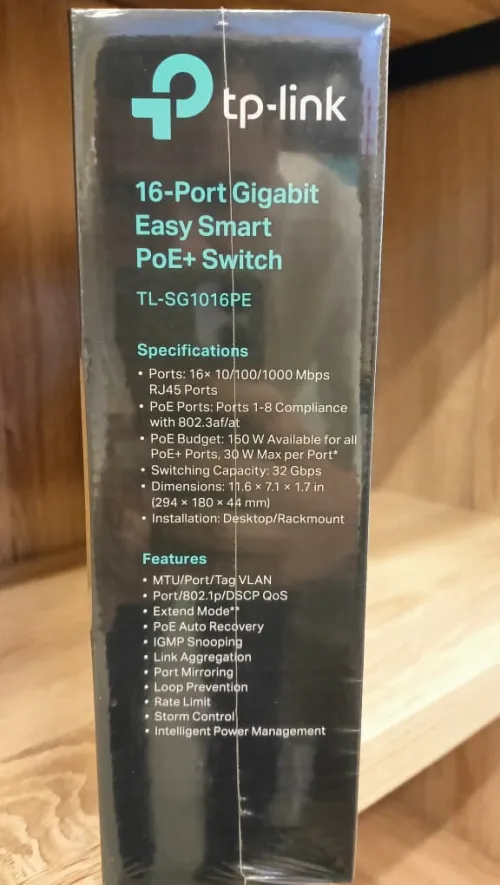 Switch TP LINK TL-SG1016PE Easy Smart 16 Ports Gigabit - 8 Ports PoE+ rackable
