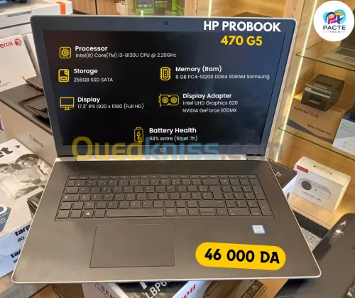 LAPTOP HP PROBOOK 470 G5 /CPU I3 8 TH /RAM 8G /256 SSD