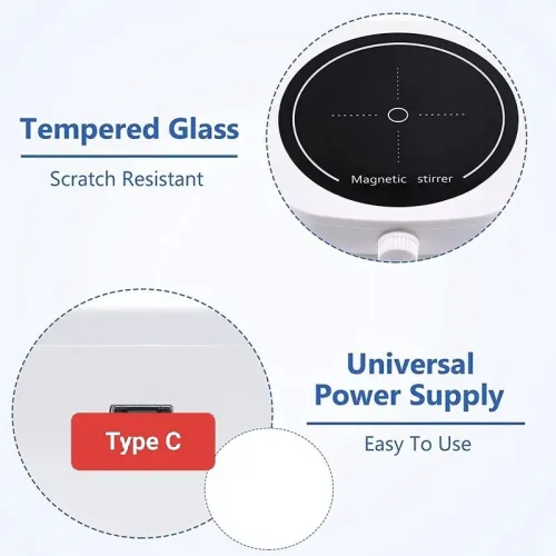 Agitateur magnétique, mélangeur d'agitation de laboratoire, 2L 3000tr/min connection Type C