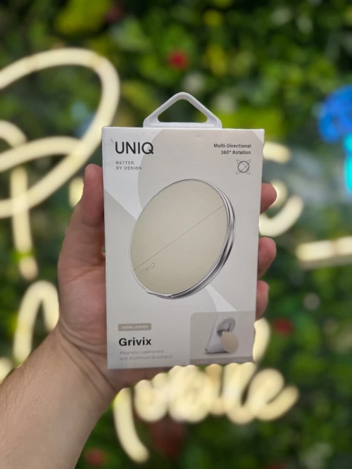 UNIQ GRIVIX GRIP STAND - SUPPORT MAGNÉTIQUE ROTATIF EN CUIR & ALUMINIUM