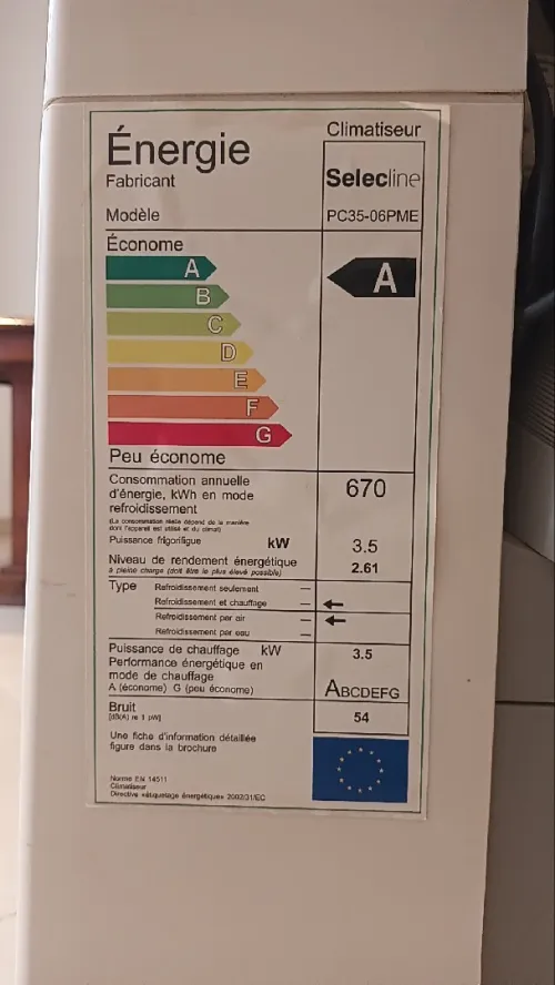 Climatiseur mobile réversible européen