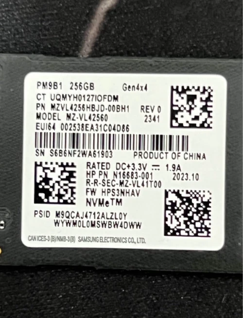 Ssd nvme samsung 256