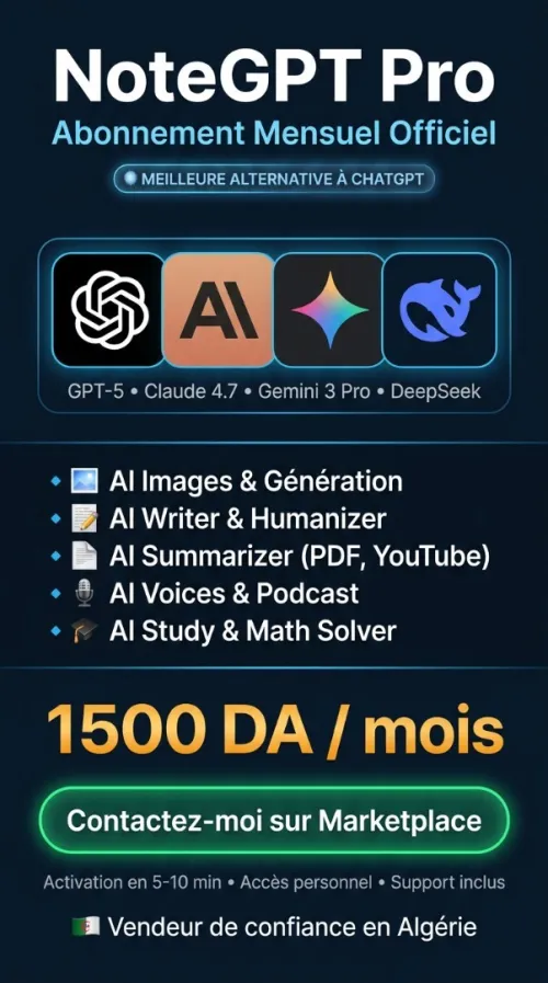 Abonnement NoteGPT Pro Mensuel Officiel - Tous les meilleurs modèles IA en une seule plateforme !