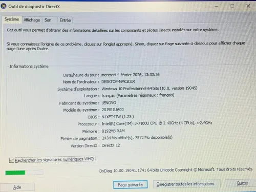 LENOVO THINKPAD E570  / I3 7EME / 8G /128 SSD /15.6 FHD