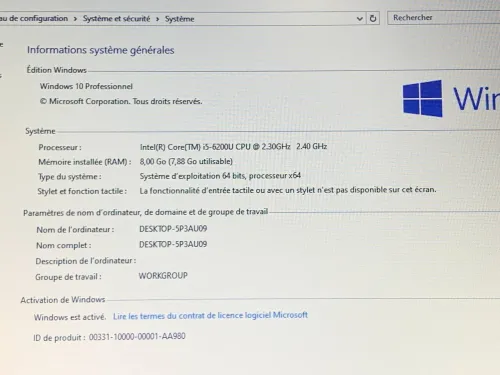 DELL LATITUDE 5480 / I5 6 EME / 8G / 256 SSD /14 POUCE