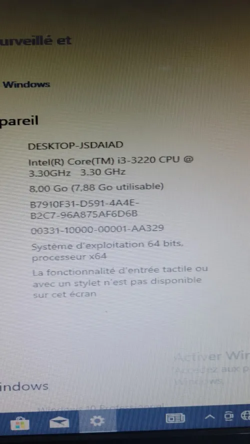 Unité centrale HP windows 7 8gb ram
